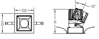 Wall wash LED downlight Square size and drawing