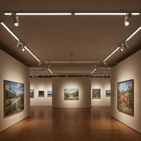 Lighting scheme for painting and artwork exhibition hall
