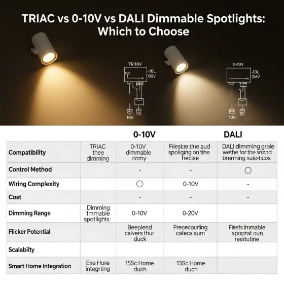 TRIAC vs 0-10V vs DALI Dimmable Spotlights: Which to Choose?