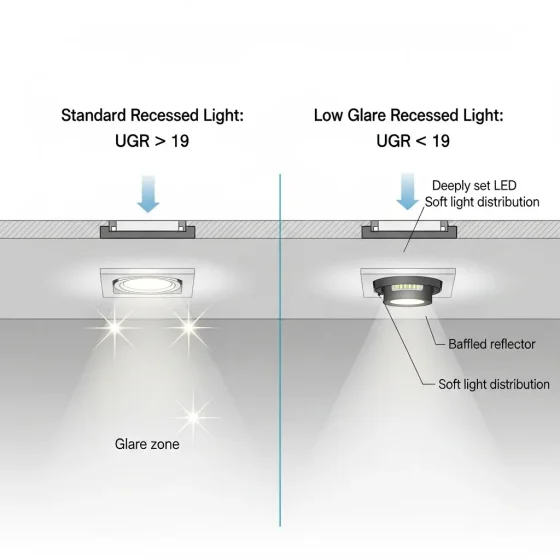 Understanding Low Glare Recessed Lighting and UGR Standards