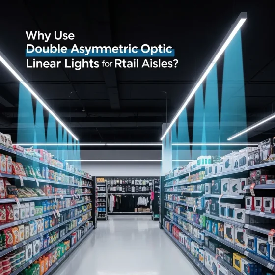 Double Asymmetric Optic Linear Lights for Retail Aisles