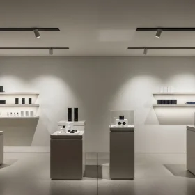 A contrast between general lighting and accent lighting in commercial interiors