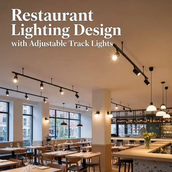 Restaurantbeleuchtungsdesign mit verstellbaren Schienenleuchten