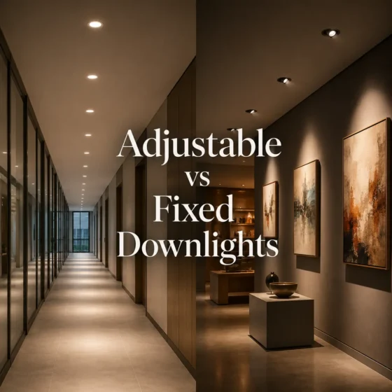 Comparison of adjustable and fixed downlights in a commercial interior