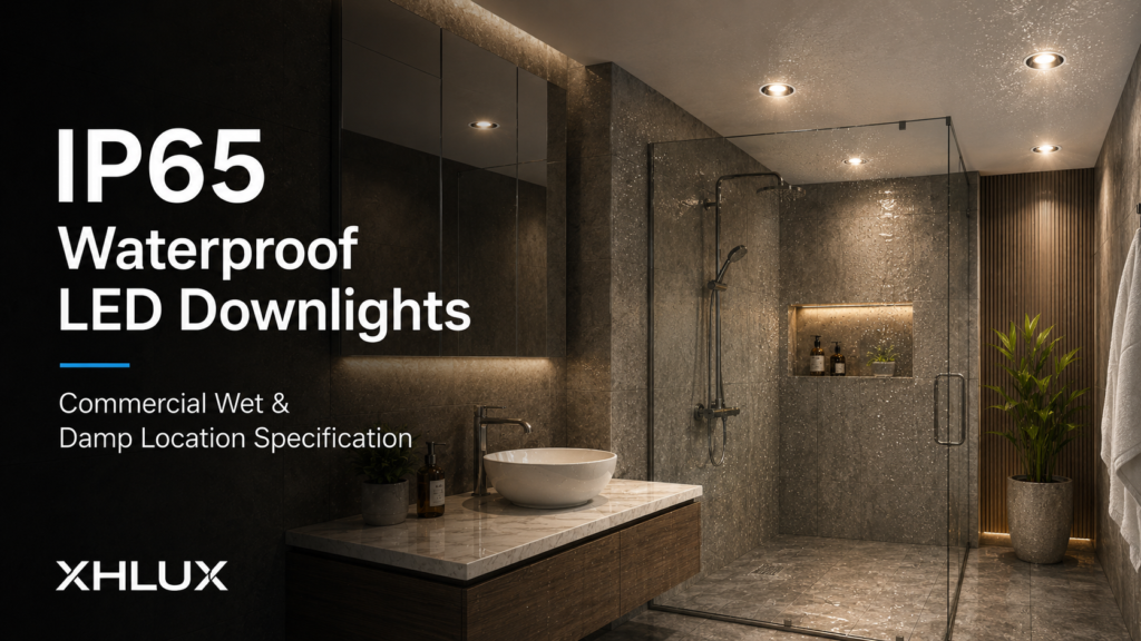 مصباح LED سفلي من نوع XHLUX IP65، مصمم خصيصًا للأماكن الرطبة والمبللة، مناسب لأسقف الحمامات التجارية.