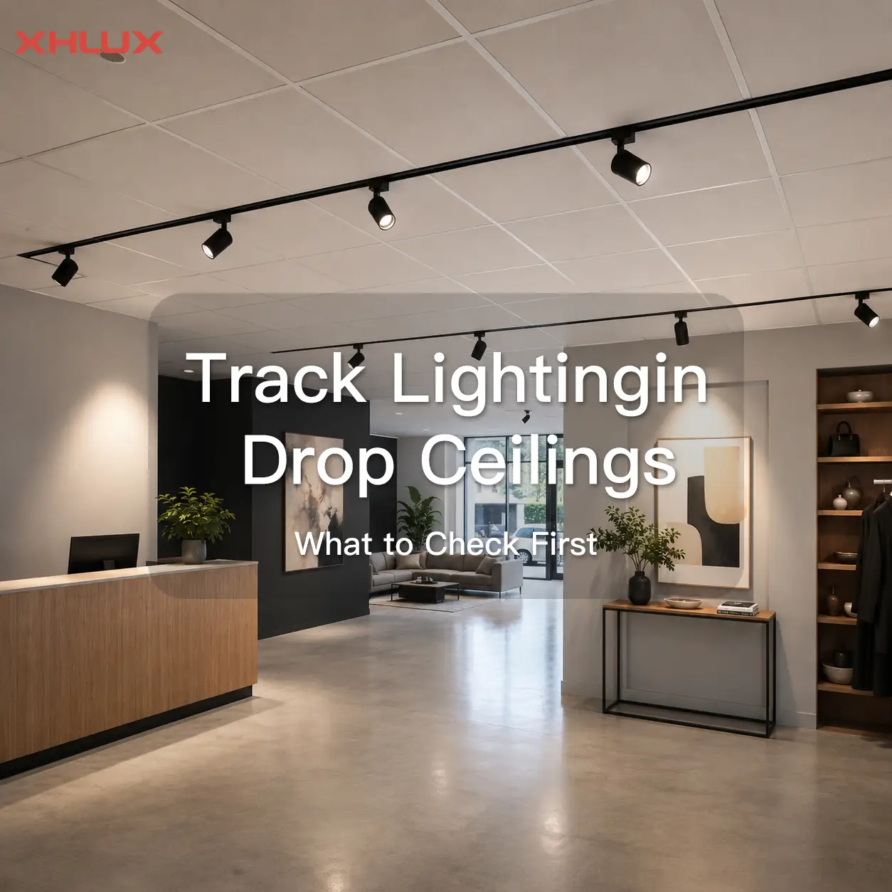 Drop ceiling track lighting guide for suspended ceiling installation