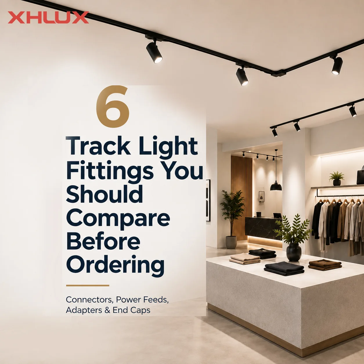 Track light fittings including connectors, power feeds, adapters and end caps
