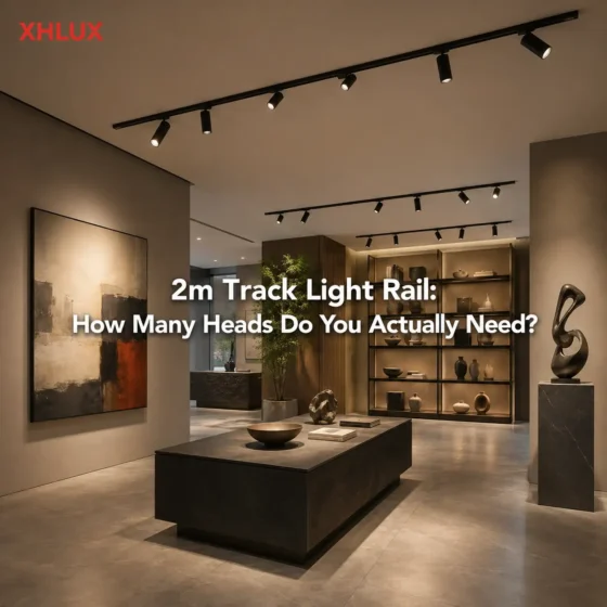 How many track light heads are needed on a 2m rail