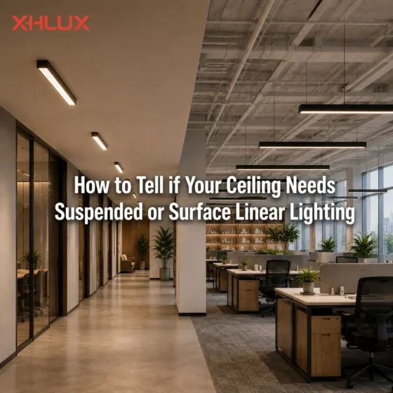 How to choose suspended or surface linear lighting for a commercial ceiling