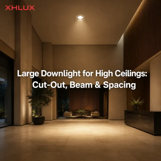 Large downlight cut-out beam angle and spacing guide