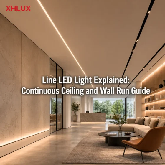 Line LED light guide for continuous ceiling and wall runs