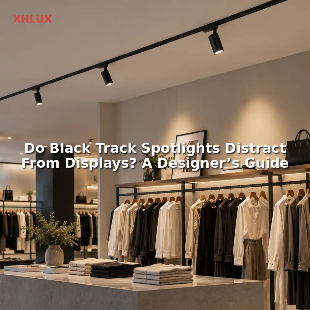 Can a black spotlight track distract from retail and gallery displays