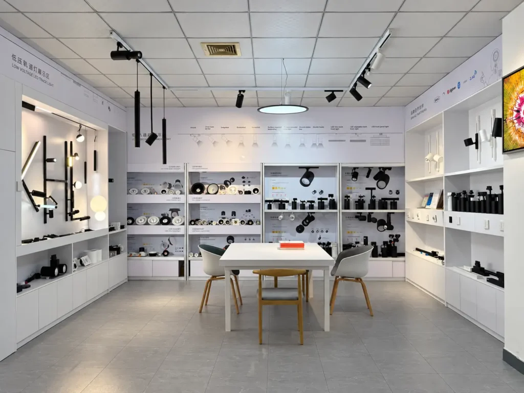 XHLUX LED lighting showroom with track lights and downlights