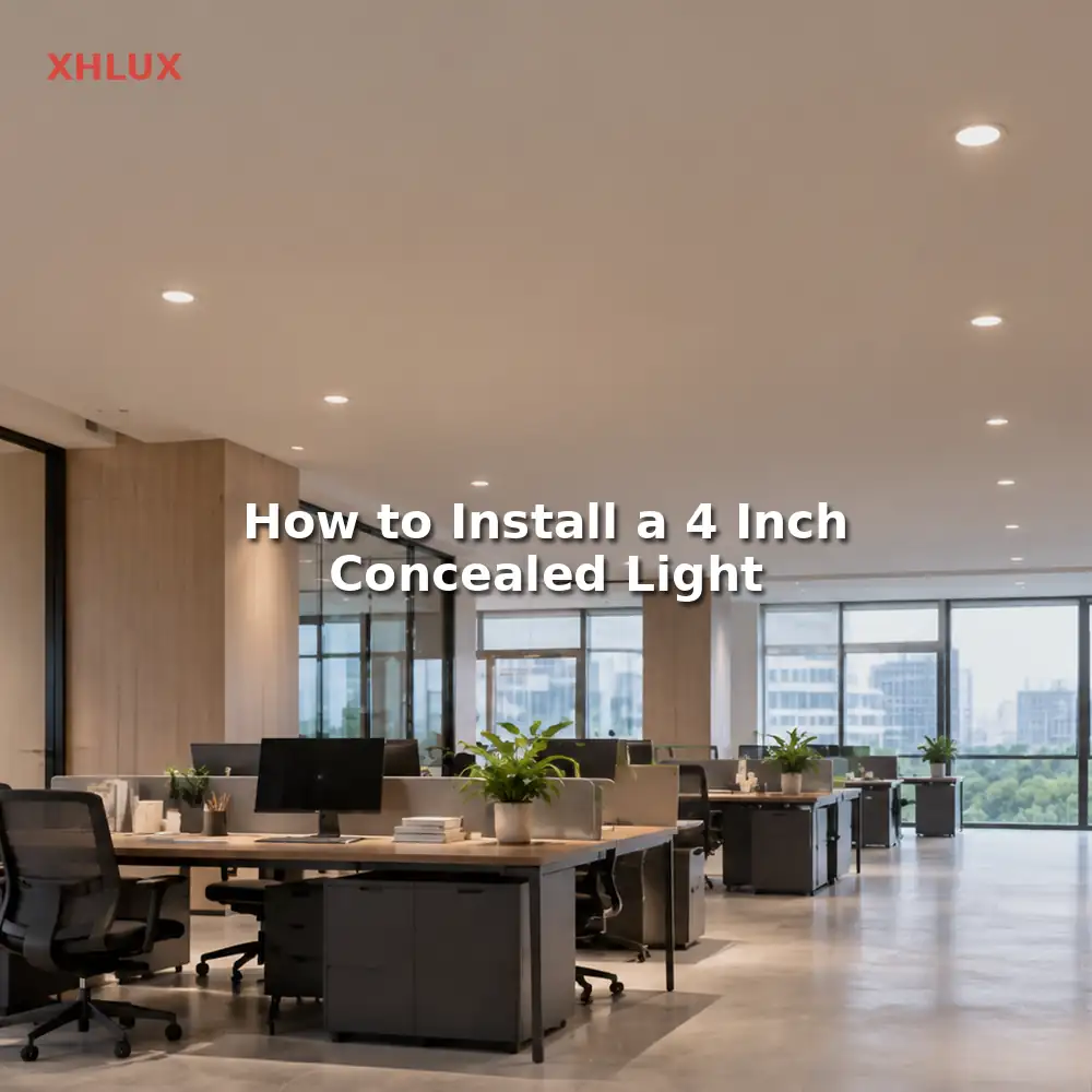 4 inch concealed light installation guide showing the cutout, spring clips and flush ceiling fit