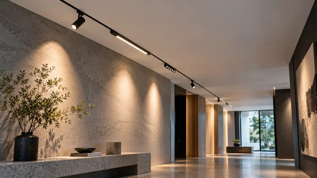 10mm magnetic track with spotlight grille linear and pendant light modules